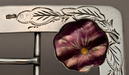 Antique Silver and Mother of Pearl Belt Buckle